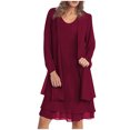 thumbnail image 1 of Yuyuzo Ensemble de Robe d'Invitée de Mariage 2 Pcs Tenues Formelles Chiffon Manches Longues Cardigan Ouvert Maxi Robe de Soirée, 1 of 6