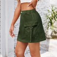 thumbnail image 4 of SDNall Womens Fashion Solid Color Elastic Waist Cowboy Cargo Skirt, 4 of 9