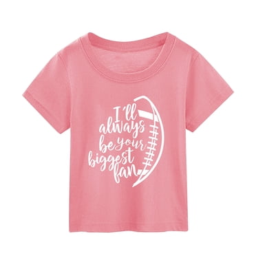 MEZZALL Sports Summer Kids Character Football Rugby Letter Printing Short Sleeve Out Wear T-Shirt Tshirts Versatile Toddler Dailywear, Pink, 7-8 Years