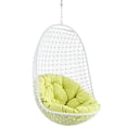 thumbnail image 4 of Modway Encounter Wicker Rattan Outdoor Patio Porch Lounge Hanging Swing Chair Set with Stand in White, 4 of 5