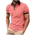 thumbnail image 2 of ylioge Mens Shirts Short Sleeve Golf Tees Shirt Office Work Pullover Button Collared Casual Color-Block Loose Comfort Tshirts Tops, 2 of 6