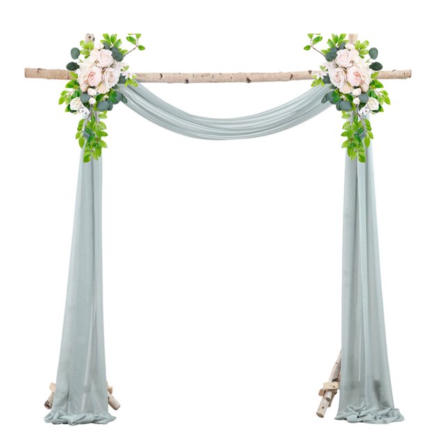 fastboy 2pcs/set Wedding Arch Drape Elegant Chiffon Fabric Draping Curtain For Courtyard Wedding For Wedding Misty Blue