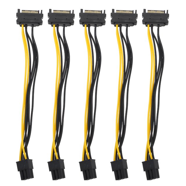 5 Pcs Câble d'Extension de Carte Graphique 15 Broches SATA vers 6 Broches Accessoire de Cordon PCI-E