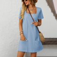 thumbnail image 4 of Liquidation d'Été! WRKEKC Robes d'Été pour Femmes 2025, Robes Soleil Femmes, Robe en Denim à Manches Longues et Col en V Ample et Tendance pour Femmes, 4 of 7