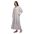 thumbnail image 2 of Moomaya Robe de Nuit Maxi pour Femmes en Coton à Col en V Imprimé avec Bordure Volantée, 2 of 5