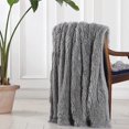thumbnail image 4 of XINQIHANG Decorative Extra Soft Faux Fur Throw Blanket 50"x60" Solid Lightweight Fuzzy Reversible Long Hair Shaggy Blanket Fluffy Cozy Plush Mink Fleece Comfy Microfiber Blanket Couch Sofa Bed Grey, 4 of 6