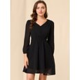 thumbnail image 2 of INSPIRE CHIC Robe en Chiffon Fluide à Manches Mi-Longues et Col en V pour Femmes, 2 of 6