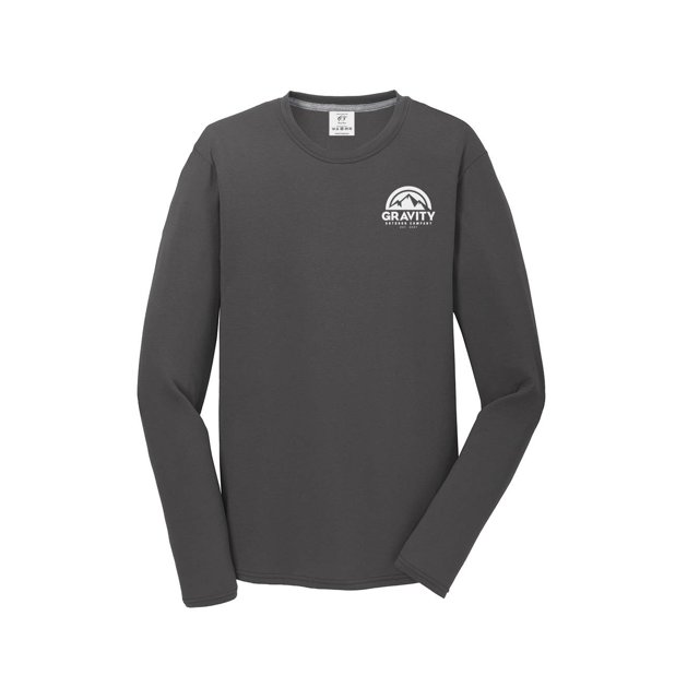 Gravity Outdoor Co. Chemise à Manches Longues Performance - Charbon - Logo Blanc - 2TG