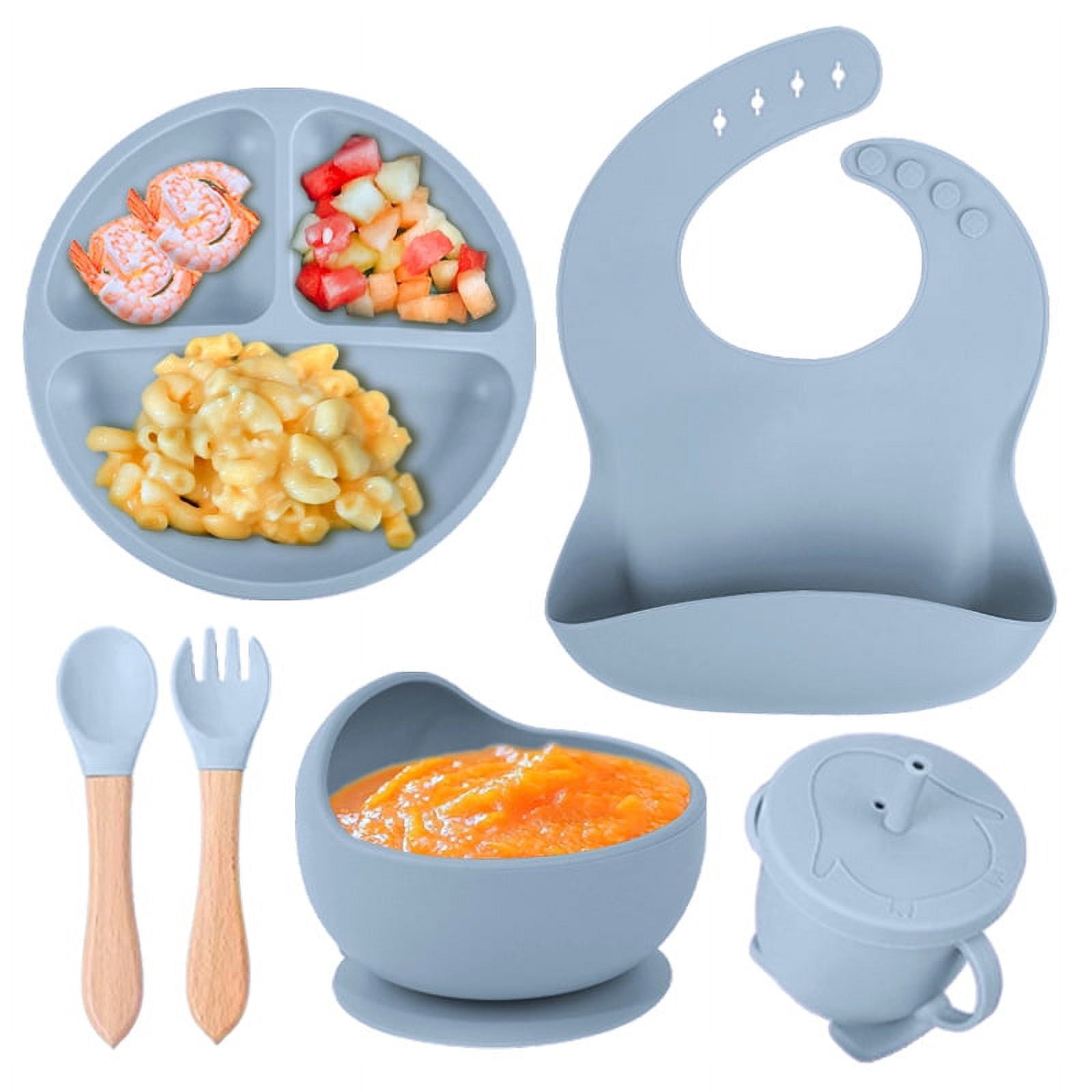 Children's complementary silicone plate baby complementary bowl smiley plate six-piece tableware set