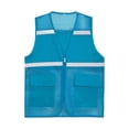 thumbnail image 4 of RUNQHUI Men Women Zipper High Visibility Reflective Safety Vest Construction Work Mesh Fabric Work Clothes Lake Blue 185, 4 of 5