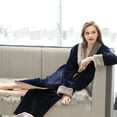 thumbnail image 4 of XZNGL Pyjama en Molleton pour Femmes, Peignoir Épais en Molleton Corail à Empiècements pour Femmes, Robe de Chambre, Pyjama, Tenue de Nuit, avec Poche, Long Peignoir pour Femmes, 4 of 9