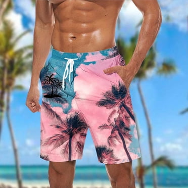 DIOAZUD Big and Tall Swim Trunks for Men Hawaii Board Shorts with Pockets Drawstring Elastic Waist Swimming Shorts Quick Dry Swim Shorts Tropical Bathing Suit Swimwear for Men