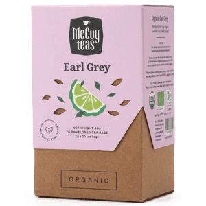 McCoy teas Organic Earl Grey Black Tea Bags with Bergamot, Classic Ceylon Blend from Sri Lanka, 20 Tea Bags