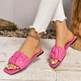 thumbnail image 2 of Womens Slide Sandals Flat Open Square Toe Fold Non Slip Casual Flat Sandals Hot Pink, 2 of 7