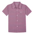 thumbnail image 1 of Bienzoe Boy's Cotton Plaid Button Down Short Sleeve Shirt Red 9/10, 1 of 6