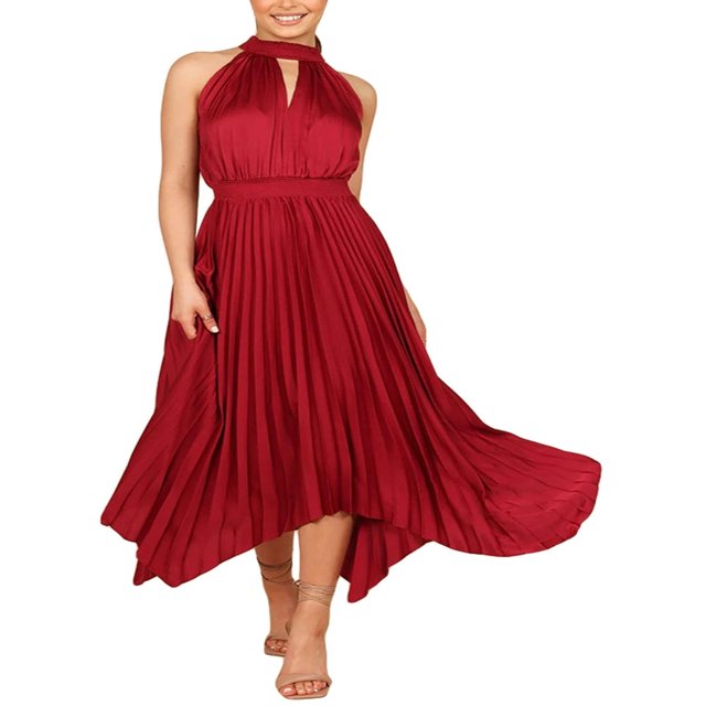 Fashionable Sleeveless Midi Dress for Women in Solid Color