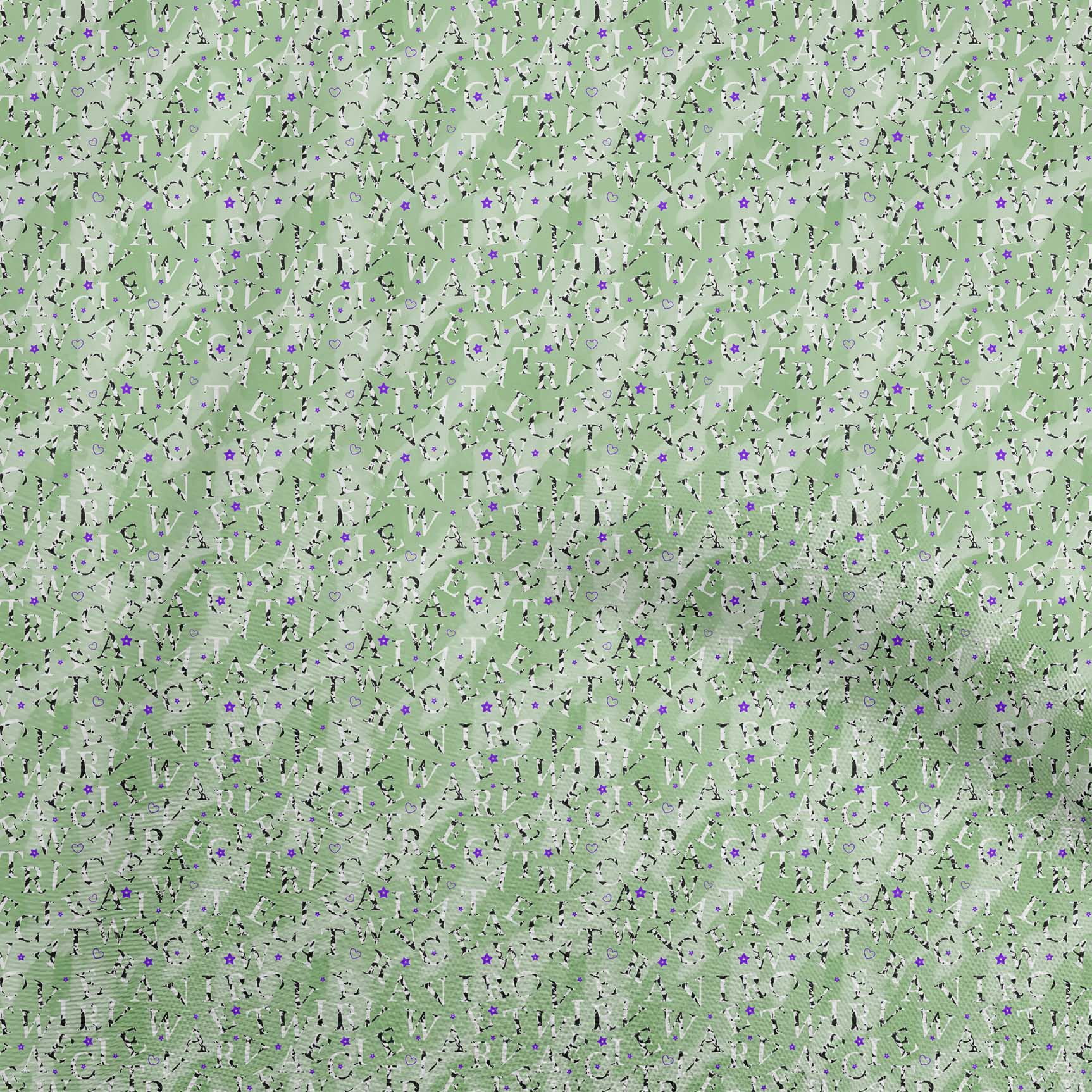 oneOone Cotton Silk Light Green Fabric Text Sewing Material Print Fabric By The Yard 42 Inch Wide
