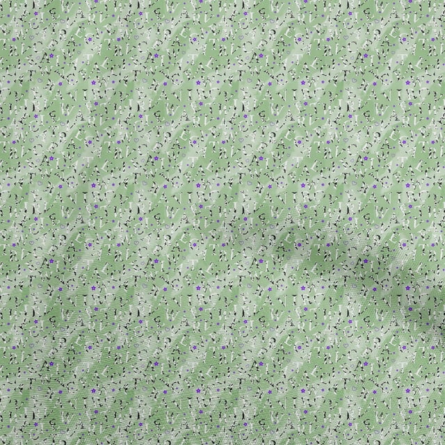 oneOone Cotton Flex Light Green Fabric Text Sewing Craft Projects Fabric Prints By Yard 40 Inch Wide