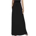 thumbnail image 1 of FAIWAD Women's Elastic High Waisted Maxi Skirt Drawstring Loose Casual Basic A-Line Skirts with Pockets, 1 of 6