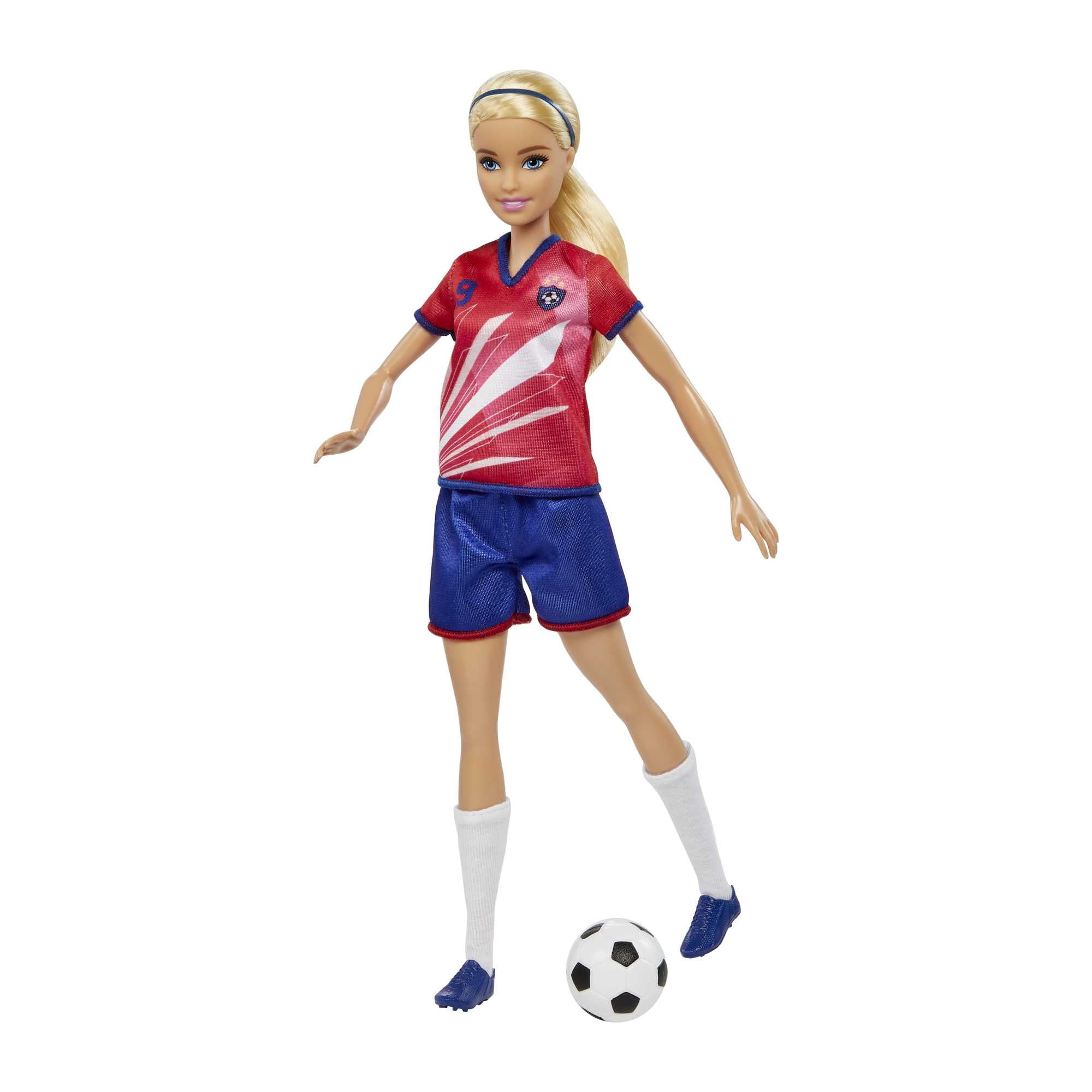 Barbie – Joueuse de soccer, blonde, uniforme 9, ballon de soccer