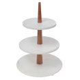 thumbnail image 1 of White 3 Tier Marble Cake Stand With Wood Pipe, 1 of 3