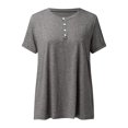 thumbnail image 4 of MAWCLOS Ladies T Shirt Solid Color Tops V Neck Tee Comfy Street Short Sleeve Blouse Dark Gray 3XL, 4 of 7