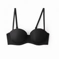 thumbnail image 3 of Training Bra Women Full-Coverage Bra Feature V-Neck Demi & Balconette Bra Style W-274 Hook and Eye Closure BralettesPush Up Black 80D, 3 of 3