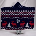 thumbnail image 3 of Agiferg Winter Christmas Pattern Wear Cap Home Blanket Children's Blanket Hooded Shawl, 3 of 3