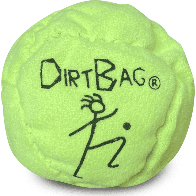 DirtBag Classic Footbag - Blue & Black Suede Hacky Sack - Slow Speed Control for Beginners & Freestyle - Embroidered Design