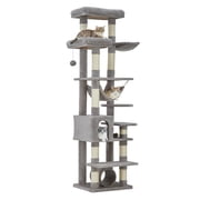 BeesClover 74" Tall Cat Tree for Large Cat, Heavy Duty Cat Tower with 6 Sisal Scratching Posts, Large Top Perch, Toys & House for Big Adult Indoor Cats
