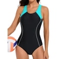 thumbnail image 1 of Charmo One Piece Athletic Racerback Swimsuit Women Slimming Bathing Suits Color Block Training Swimwear for Women, 1 of 6