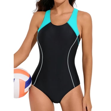 Charmo Maillot de Bain une Pièce Athlétique à Dos Nageur pour Femmes, Maillots Amincissants, Maillot d'Entraînement à Blocs de Couleur pour Femmes