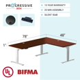 thumbnail image 2 of Progressive Desk L Shaped Standing Desk 78"x48", Corner 3 Stage Height Adjustable Electric Executive Desk - Rustic Hickory, White Frame, 2 of 2