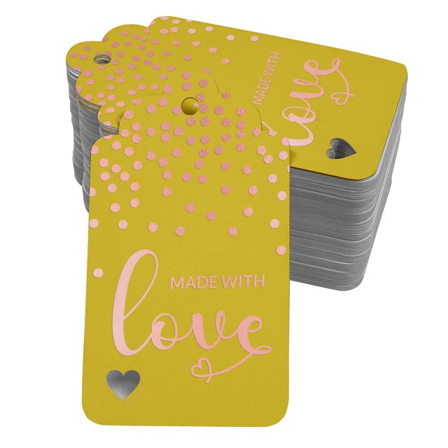 Inkdotpot Rose Gold Foil Paper Hang Tags Made With Love Text Favor Tags 100 Pieces