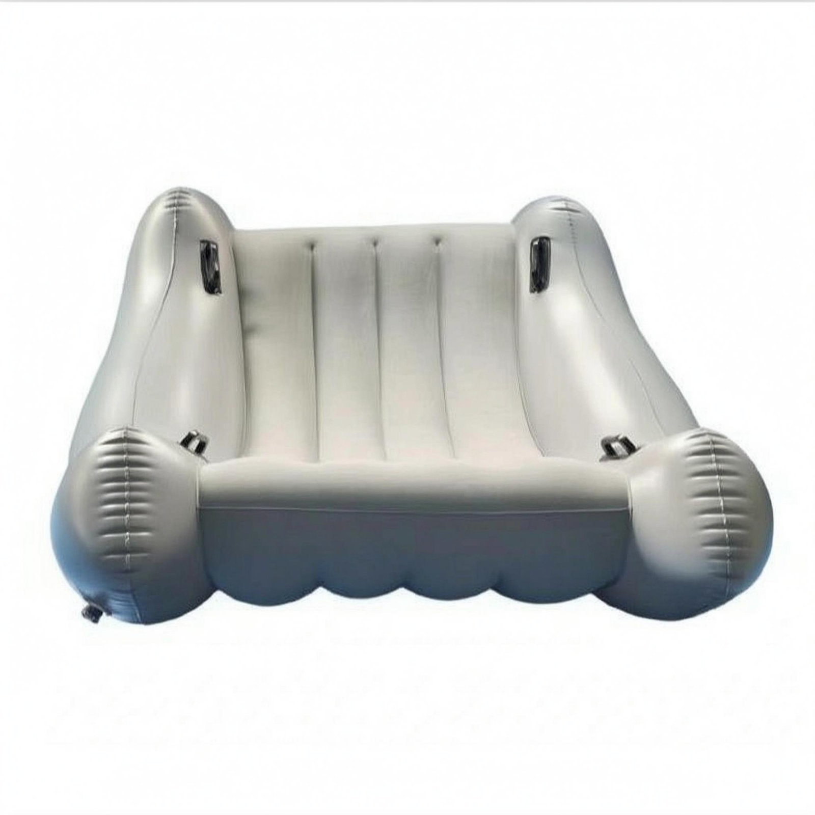 kowaku Inflatable Kids Sofa Curved Side Bolsters PVC Lounge Sofa Ribbed Seat Molded Lounge Chair, Beige