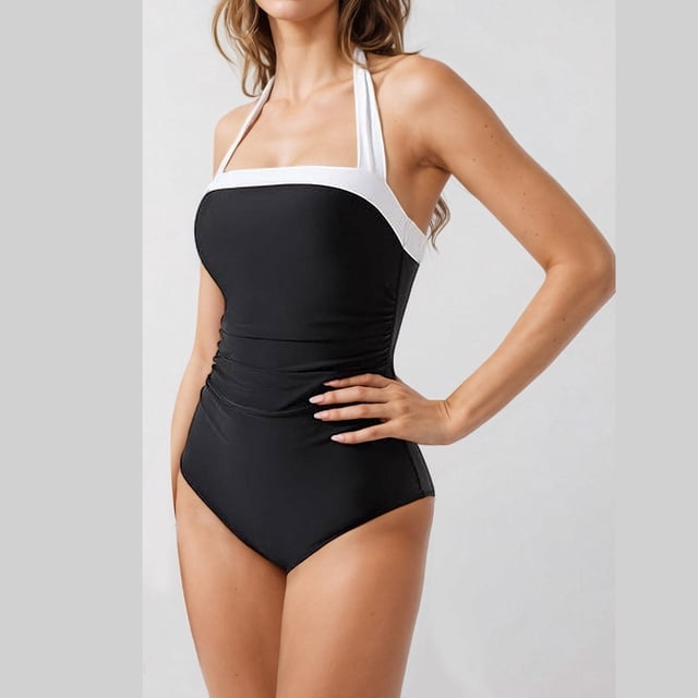FcBaudy Womens Swimsuits One Piece Swimsuit Women Plus Size Swimsuit for Women Tankini Swimsuits for Women Women Solid Color Backless Strap Bikini Swimsuit Women Nylon Swimsuit