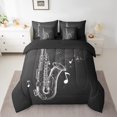 thumbnail image 2 of Ensemble de Literie Complet Saxophone 7 Pcs, Ensemble de Couette Musique Jazz, Ensemble de Literie Notes de Musique avec Housses d'Oreiller pour Enfants et Adultes, Ensemble de Draps Instrument de Musique Saxophone avec Couette, 2 of 5