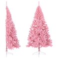 thumbnail image 1 of vidaXL Artificial Half Christmas Tree with Stand Pink 210 cm PVC, 1 of 5