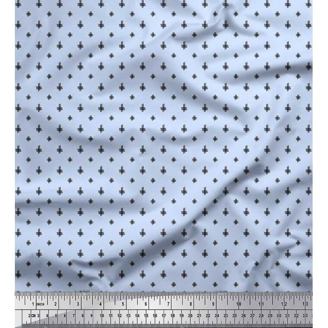 Soimoi Poly Crepe Fabric Hash Sign Geometric Print Fabric by The Yard 42 Inch Wide