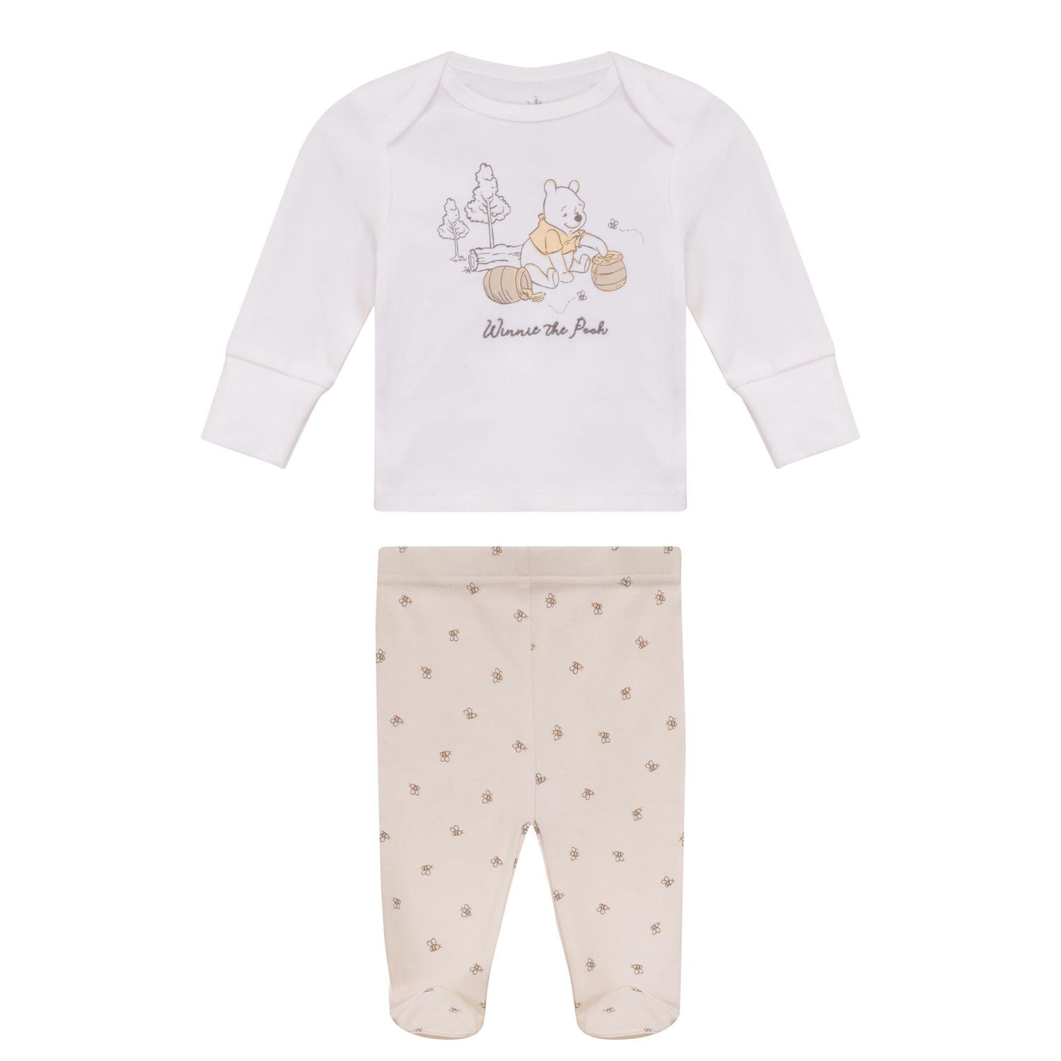 Disney Winnie l’Ourson Ensemble layette unisexe pour nourrissons en coton biologique, 2 pièces