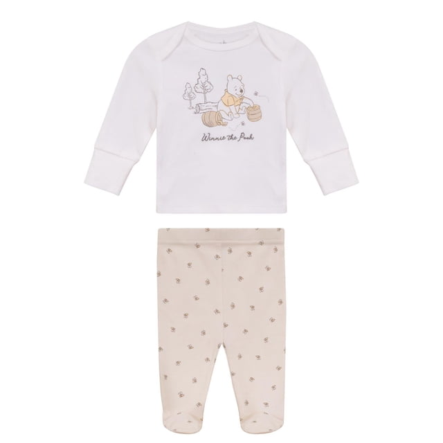Disney Winnie The Pooh Infants' Unisex Layette Organic Cotton 2pc Set