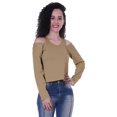 thumbnail image 1 of Moomaya Womens Cold Shoulder Short Top Solid Full Sleeves Summer Tee Tops, 1 of 6