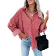 thumbnail image 1 of Women's Pockets Buttons Long Sleeve Tops Outwear Solid Color Turn-down Collar Jacket Coat, 1 of 5
