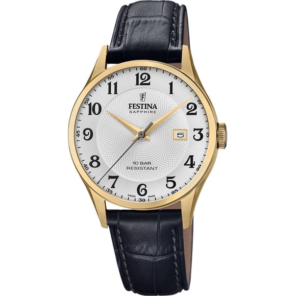 Festina F20010/1 Montre en Cuir Fabriquée en Suisse, Argent