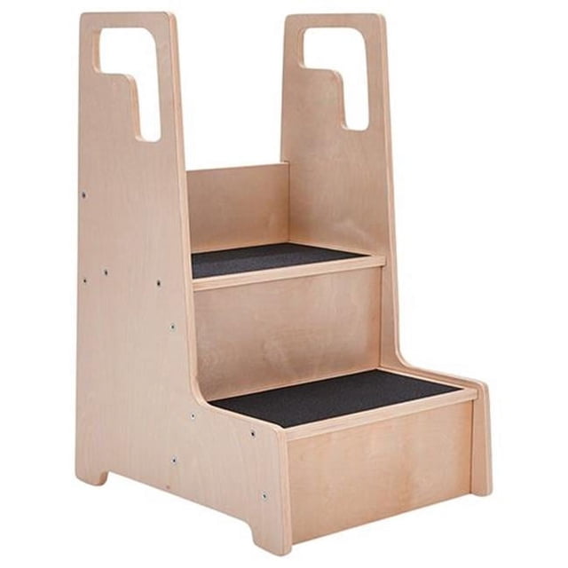 ECR4Kids ELR-17429 Marchepied Escamotable en Bois Dur Massif avec Deux Marches et Poignées de Soutien en Bois. Présente des Bords Arrondis, des Poignées Découpées pour la Portabilité et une Finition Laquée Transparente. Idéal pour l'Apprentissage de la Propreté des Tout-Petits, pour Atteindre les Comptoirs, Jouets Ou Livres en Toute Sécurité. Mesure 16,30 Pieds' x 19 Pieds' x 28,20 Pieds' et Nécessite un Assemblage par un Adulte.