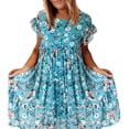 thumbnail image 1 of Ketyyh-chn99 Robes Femmes Été 2024 Robe Élégante pour Femme Robe de Soirée Robe maxi à Imprimé Floral à Manches Courtes Bleu,m, 1 of 5