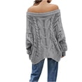 thumbnail image 3 of Yuyuzo Fall Sweaters for Women off Shoulder Oversized Jumper Tops Long Sleeve Basic Knitting Pullover Blouse, 3 of 3