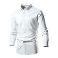 thumbnail image 1 of AherBiu Mens Long Sleeve Dress Shirts Button down Lapel Collar Regular Fitted Tee Work Office Business Tops, 1 of 3