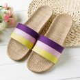 thumbnail image 2 of Womens Fashion Anti-slip Linen Home Indoor Open Toe Flat Shoes Beach Slippers, 2 of 9