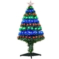 thumbnail image 1 of Arbre de Noël en fibre optique LED HOMCOM 3FT pré-éclairé avec support - vert, 1 of 10